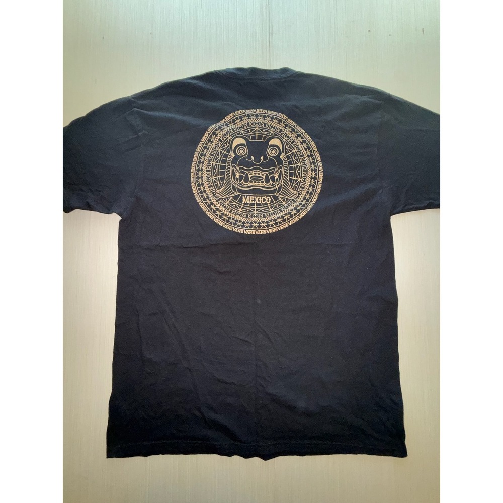 Vans Mens XL Black Gold Aztec Mexico Graphic T-Shirt Classic Fit Short Sleeve - Picture 4 of 9